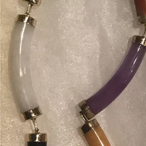 14k Gold and Multi Color Jade Baguettes Bracelet - Picture 2 of 4